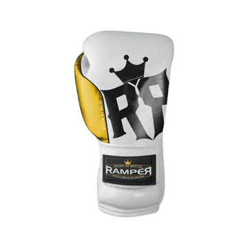 Guante de Box Modelo Gold White, RAMPER Entrenamiento, 100% Piel.