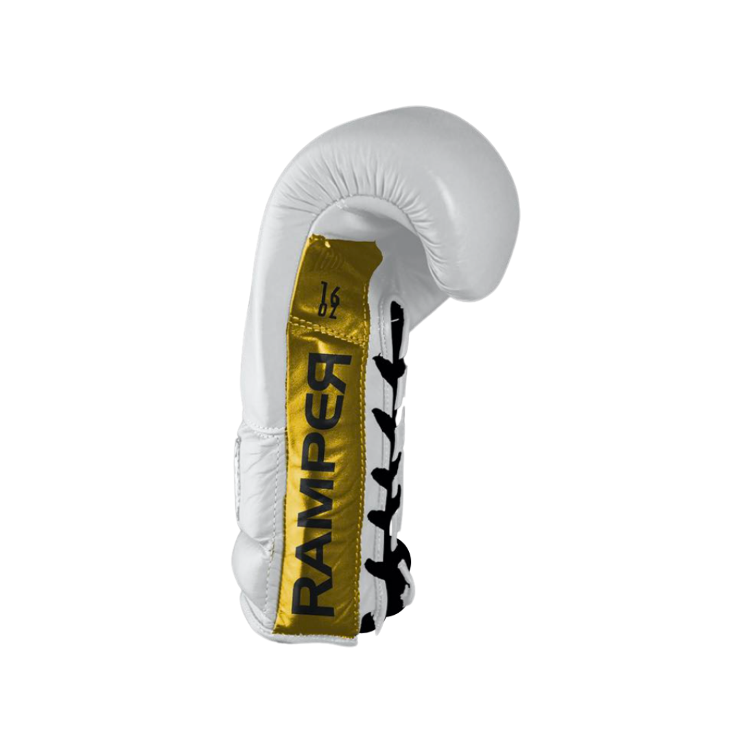 Guante de Box Modelo Gold White, RAMPER Entrenamiento, 100% Piel.